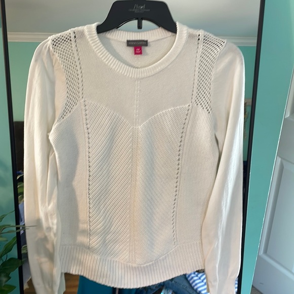 Vince‎ Camuto White Darted Sweater - Petite Medium - Picture 1 of 4